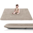 Baby Play Mat for Floor,1.3" Thick Elasti-Foam 50"×50" Playpen Mat for Tummy Time,Water Repellent Soft Coral Velvet for Toddler,Infant,Kids,Non-Slip Backing Safe for Crawling(Beige) by TinyTreasures Baby Boutique