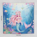 HZOHNAGO Mermaid Girls Tapestry Watercolor Mermaid Princess Pattern Printed Wall Tapestry Wall Hanging for Bedroom Living Room Dorm 60" W x 60" H by CozyNest Decor