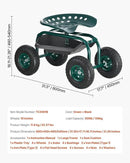 VEVOR Rolling Garden Cart with Swivel Seat, Heavy Duty Garden Seat with Storage Basket & Tool Tray, 300 lbs Weight Capacity, Outdoor Utility Gardening Stool Scooter for Lawn Yard Planting Weeding by GreenHaven Gardens