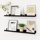 Picture Ledge Shelf, Solid Pine Wood Floating Shelves Set of 2, 24 Inches Nursery Book Shelves for Toys Storage, Kids Bookshelf Wall Mounted for Living Room Bedroom Decor Books Photo Frames, Black by TinyTreasures Baby Boutique