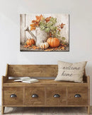 Autumn Pumpkin and Watering Can Canvas Wall Art, Rustic Fall Leaves Print Farmhouse Picture for Thanksgiving Decorations, Fall Wall Art Decor Ready to Hang by CozyNest Decor