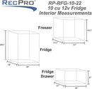 RecPro 10 Cu Ft 12V RV Refrigerator | Black Frost-Free Fridge with Freezer | Double Door, Adjustable Shelves, Reversible Door, Built-In Lock | 23.5”W x 26”D x 59”H | Off-Grid & Dry Camping Ready by CozyNest Decor