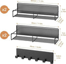 5-Pack Moveable Magnetic Spice Rack Organizer With 6 Hooks for Refrigerator, Metal Fridge Shelf, Black by CozyNest Decor