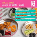 Elk and Friends 7.8” Stainless Steel Non Divided Plates with Silicone Sleeve + Storage Lid | Baby, Toddler, Kids | Dishwasher Safe | Dinner & Snack Plates | 4 Pack by TinyTreasures Baby Boutique