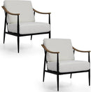 Modern Accent Chairs Set of 2 for Living Room Bedroom Mid Century Arm Chairs Upholstered Office Accent Chairs Comfy Waiting Room Chairs with Metal Frame, Cream White by CozyNest Decor