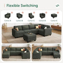 HONBAY U-Shaped Corduroy Sectional Couch with 6 Seaters Modular Sectional Sofa with Storage Sectional Couches for Living Room, Green by CozyNest Decor