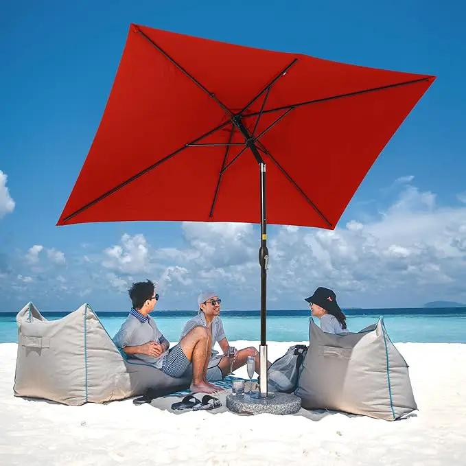 SUNVIVI OUTDOOR Patio Umbrella, 6.5' x 10' Rectangular Patio Umbrella, Metal Pole Square Outdoor Umbrella with Crank and Push Button Tilt, 6 Steel Ribs, Polyester Canopy, photo 7 of 9