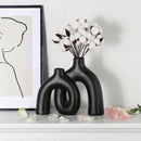 CEMABT Modern Nordic Boho Vase Set - Elegant Black Matte Ceramic Home Decor for Living Room, Bookshelf, Mantel, Entryway Table & Console Décor | Shelf Decorations Gift by GreenHaven Gardens