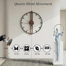 Modern Walnut Dial Wall Clock, Wood Large Wall Clock Decor Metal Frame Silent Non Ticking for Living Room, Bedroom, Kitchen, Study Decoration, Handmade Home Present Idea, 20 in （50 cm） by CozyNest Decor