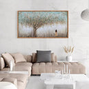 Aurlan Tree of Life Hand Painted Framed Wall Decor(40"x20"), Large Abstract Girl under Tree Oil Painting Canvas Artwork, Modern Nature Landscape Art for Office Living Room Bedroom by CozyNest Decor
