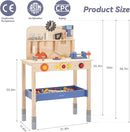 69‑Piece Wooden Kids Tool Bench – Montessori Toddler Workbench with Pretend Power Drill, Clock & Storage Shelf – STEM Construction Play Set for Boys & Girls Ages 3‑5 by TinyTreasures Baby Boutique