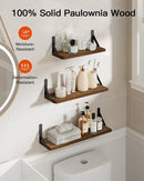 AMADA HOMEFURNISHING Wall Shelves Set of 6, Rustic Farmhouse Floating Shelves for Bedroom, Bathroom & Living Room, Brown Wood by TinyTreasures Baby Boutique