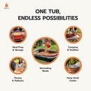 Drip EZ Collapsible BBQ Prep Tubs 3-Piece Set- For Meal Prep Marinating Food Storage - Includes Cutting Board & Lid - (1) JR - Orange + (1) OG - Orange + (1) XL - Black by GreenHaven Gardens