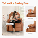 Rocking Chair Nursery with Adjustable Armrests, Electric Glider Recliner Nursing Chair for Breastfeeding, Power Swivel Recliner Chairs with USB Port and Storage, FSC Certified (Mocha) by TinyTreasures Baby Boutique