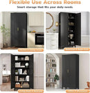 70.87" H Metal Kitchen Pantry Cabinet, Freestanding Cupboard with 2 Doors and 4 Adjustable Shelves, Tall Metal Storage Cabinet for Kitchen, Bathroom, Dinning Room or Laundry Room （Black） by CozyNest Decor