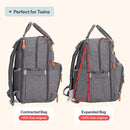 BabbleRoo Extra Large Diaper Bag Backpack, Expandable Baby Bag with Up to 50% More Capacity - Travel Essentials Baby Bag Tote with Changing Pad, Stroller Straps & Pacifier Case - Unisex, Dark Gray by TinyTreasures Baby Boutique