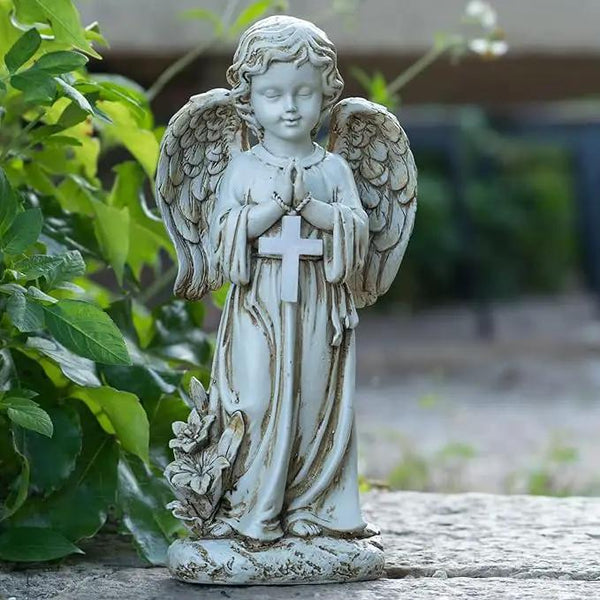 Angel Statue for Garden,Solar Angel for Cemetery Decorations,Garden Memorial Angel,Resin Praying Angel Figurine for Patio Lawn Yard Porch Decorations,12.12inch, photo 2 of 8