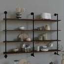 Industrial Pipe Wall Shelves Pipe Shelving with Real Wood Plank,60 Inches Floating Shelves for Wall Farmhouse Pipe Book Shelves Dark Brown 4 Tier for Kitchen,Living Room Decor and Bar Shelving by CozyNest Decor