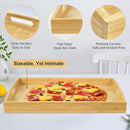 Bamboo Serving Tray Set of 2 Elegant for Coffee, Eating or Decor - Large and Small Rectangle Serving Trays with Handles - Wood Serving Tray Suitable for Home, Kitchen and Outdoor by CozyNest Decor