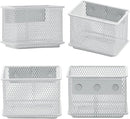 dedoot 2 Pack Pen Holder, 3.45x2.3x2.6inch Magnetic Basket Locker Organizer Metal Mesh Pencil Memo Holder for Whiteboard, Fridge, Desk, Offices,White by CozyNest Decor
