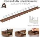 Floating Picture Ledge Shelves for Wall Set of 2, 95 Inches Picture Ledge Shelf with Long Large Nursery Book Shelf for Toys Storage Kids Bookshelf Wall Mounted Living Room Bedroom Decor Frames, Walnut by TinyTreasures Baby Boutique