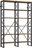 IRONCK Bookshelf Double Wide 6-Tier 76" H, Open Large Bookcase, Industrial Style Shelves, Wood and Metal Bookshelves for Home Office, Easy Assembly by CozyNest Decor
