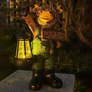 Solar Garden Decor Statues: Handmade Resin Statue with LED Light,Highland Cow Figurine Outdoor Garden Decor Unique Gifts for Women, Mom, Grandma (Green cow1) by CozyNest Decor