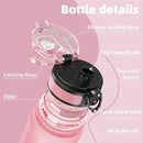 OLDLEY 32 oz Water Bottle, Motivational Water Bottle with Time Marker, Sports Water Bottle With Strap, Leakproof & BPA Free Large Water Bottles for School, Gym, Travel, Outdoor, Tritan,Pink by CozyNest Decor