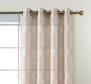 MIUCO Moroccan Embroidered Semi Sheer Curtains Faux Linen Grommet Curtains for Kitchen 52 x 84 Inch 2 Panels, Linen by CozyNest Decor