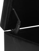 Adeco 17.7" Leather Ottoman with Wheels, Black Square Rolling Ottoman with Storage, Upholstered Button Tufted Vanity Stool with Hinged Lid for Living Room, Bedroom, Dorm by CozyNest Decor