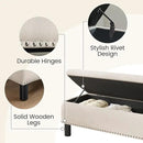 Furniliving 42” Ottoman Bench with Storage, Folding Storage Ottoman Benches with Wood Legs, Upholstered Bedroom Bench with Button-Tufted, Entryway Bench for Bedroom, Linen, Beige by CozyNest Decor
