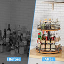 Lazy Susan Turntable Organizer Adjustable - 2 Tier Wood Rotating Spice Rack 12 Inch Lazy Susan for Kitchen Countertop Cabinet Pantry Cupboard Dining Table Bathroom Coffee Bar Home Storage by CozyNest Decor