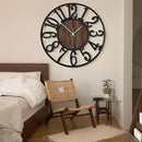 LEIKE 32" Oversized Large Wall Clocks,Silent,Non Ticking,Battery Operated Modern Round Big Wood Decorative Metal Wall Clock for Living Room, Bedroom,Kitchen,Farmhouse,Office Decor - Black,32 Inch by CozyNest Decor