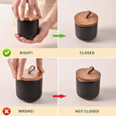 Black Ceramic Canister Set with Bamboo Lids, 3-Piece Airtight Food Storage Jars for Kitchen - Flour, Sugar, Coffee, Tea, Spice - Small, Medium, Large Sizes by CozyNest Decor