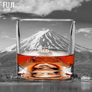 Mount Fuji Heavy Crystal Whiskey Glasses Gift Set of 2, Thick Freezable Bourbon Glass 1lb Each, Premium Whiskey Gifts for Men, Frozen Crystal Chills Cocktails, 10 oz by CozyNest Decor