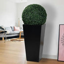 Kozyard 15.4" x 15.4" x 30" Tall Taper Black Metal Planter Flower Plant Pot Indoor Outdoor Planters Steel Flower Pot All-Weather Use with 2 Partition Panels for for Trees, Plants Flowers by CozyNest Decor