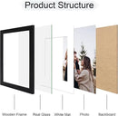 11x14 Picture Frame Set of 4, 11 x 14 Wood Photo Frames with Mat for 8x10, Wooden Frame with Real Glass Cover for Wall and Tabletop Display,Black by CozyNest Decor