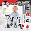 Jollybaby Crib Stroller Car Seat Toys for Baby 0-3-6-9-12 Months, Tummy Time Hanging Sensory Toys for Newborn with Music Box and Teether, Spiral Carseat Toy for Infant Boy Girl Gift (Black and White) by TinyTreasures Baby Boutique