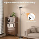 RGB Torchiere Floor Lamp - 2 Way Dimmable LED Standing Lamp with Remote&Button Control, 34W Rotatable Floor Reading Light, 72'' Tall Modern Corner Lamp for Living Room Bedroom Office, Black by CozyNest Decor