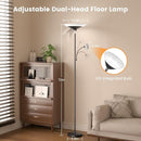 Upgraded 2-in-1 Torchiere Floor Lamp, Dimmable Standing Lamp with Remote&Touch Control, 34W Brightness Adjustable Floor Reading Light, Black Modern Corner Lamp for Living Room Bedroom Office by CozyNest Decor