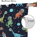 Cartoon Dinosaur Curtains for Kids Boys Girls Home Decor, Astronaut Rocket Funny Outer Space Blackout Rod Pocket Window Drapes for Bedroom Living Room W36xL63in 2 Panels by TinyTreasures Baby Boutique