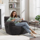 Recaceik Bean Bag Chairs, Tufted Soft Stuffed Bean Bag Chair with Filler, Fluffy Lazy Sofa, Imperial Lounger Giant Bean Bag Chair for Bedroom, Living Room, Dark Black by CozyNest Decor