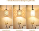 Pendant Light Boho Hanging Lamp - Rattan & Linen 2-in-1 Shade, Adjustable Hanging Lights Fixture for Kitchen Island, Dining Room, Farmhouse, Bedroom (2 Pack) by CozyNest Decor