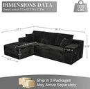 Modular Sectional Sofa Cloud Sectional Couch, 107" Comfy Fluffy L Shaped Black Couches for Living Room, Deep Seat Memory Foam Plush Corduroy Boneless Couch Sectionals with Left Facing Chaise Sofa by CozyNest Decor