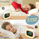 Cute Cat Ear Alarm Clock with RGB 7 Color Night Light & 18 Ringtones,Rechargeable Clock for Kids Bedroom,LED Colorful Digital Display,Bedside Clock for Boys,Girls Birthday Presents(White) by TinyTreasures Baby Boutique