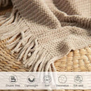 lifein Throw Blanket for Couch, Soft Boho Decor Bed Throw,Cozy Beige Knitted Chenille Small Farmhouse Lightweight Throw for Spring(Beige,50 * 60") by CozyNest Decor