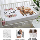 Custom Nursery Crib Bedding Set: Personalized Name 4 Piece Flower Highland Cow Design Baby Crib Sets for Baby Girls - Toddler Double Layer Blanket Set, Comfortable Crib Bed Sheets for Baby Toddlers by TinyTreasures Baby Boutique