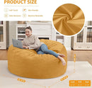 4FT Bean Bag Chair, Large Bean Bag Chairs with Memory Foam Filled, Fluffy Beanbag Sofa with Dutch Velvet Cover, Round BeanBag Chairs for Living Room, Playroom - Mustard by TinyTreasures Baby Boutique
