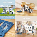 8 in 1 Toddler Slide and Climber Playset Indoor Outdoor Kids Slide with Basketball Hoop,Telescope, Storage Space, Freestanding Backyard Playground for Toddler Age 1-3, Blue by TinyTreasures Baby Boutique