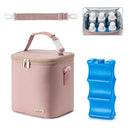 Breast Milk Cooler Bag with Ice Pack Fits 6 Baby Bottles Up to 9 Ounce, Baby Bottle Bag with Shoulder Strap for Nursing Mom Daycare, Pink by TinyTreasures Baby Boutique